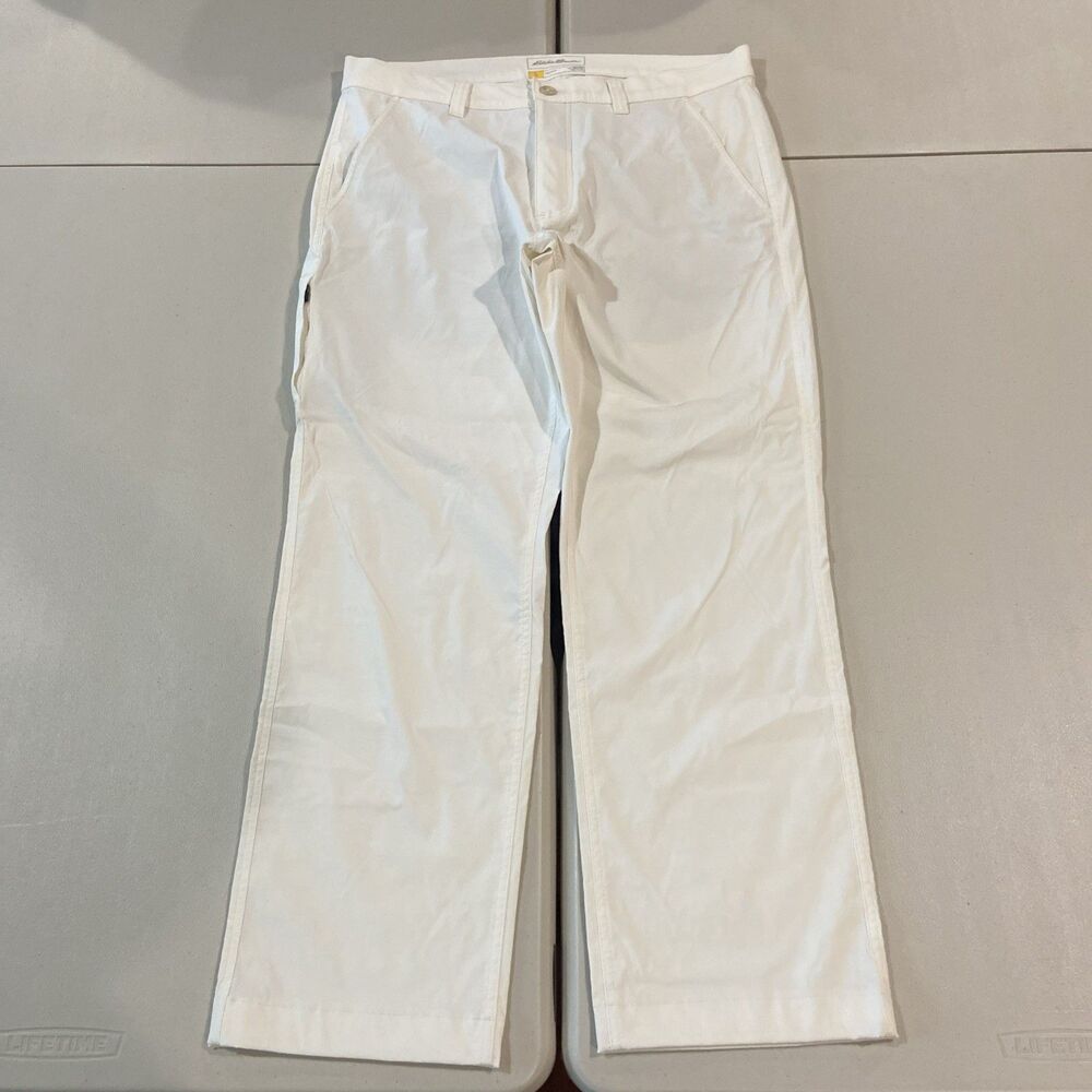 Eddie Bauer Travex Chino Pants Men's Size 35x32 White Straight Tech